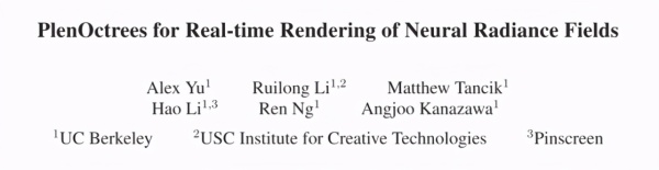 实时高保真渲染，基于PlenOctrees的NeRF渲染速度提升3000倍