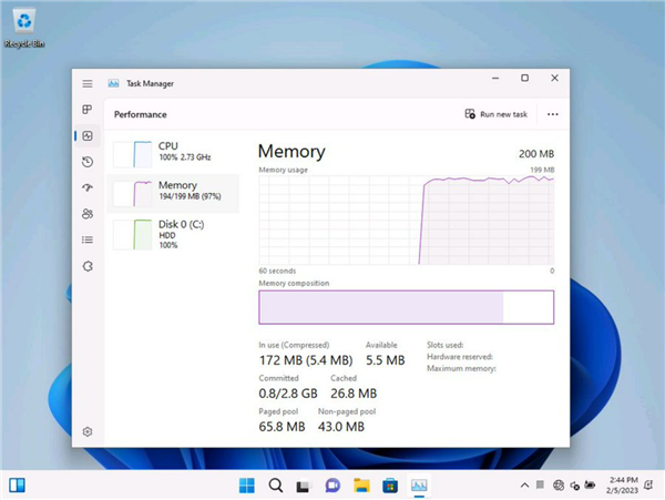 200M内存就能用 Win11极限精简版实测：C盘只需8GB空间